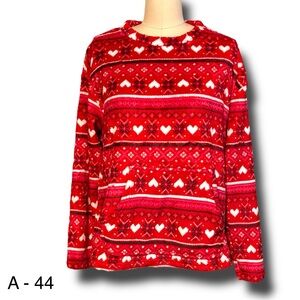 Joyspun Women’s Plush Top Pajama Top Pullover Sz M 8/10 Red Christmas